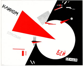 Cuadro de El Lissitzky: "Golpea al ejército blanco con la cuña roja".