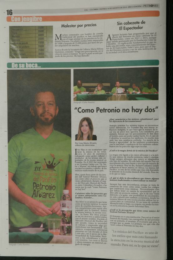 Entrevista Ivis Flies en Diario del Petronio 2015