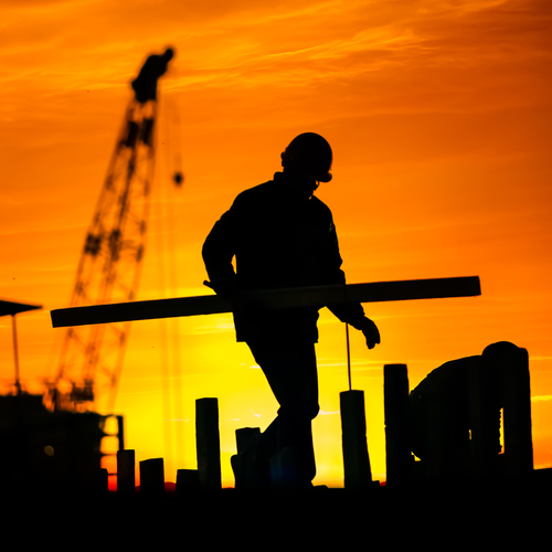 silhouette of construction worker