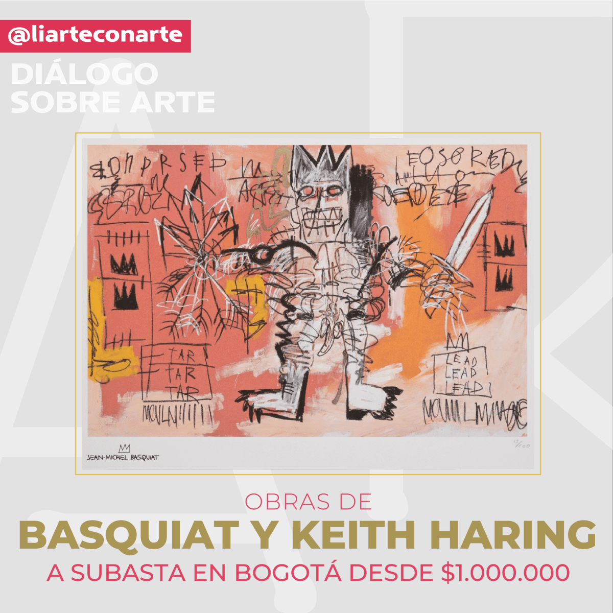 Obras de Basquiat y Keith Haring, a subasta en Bogotá desde $1.000.000