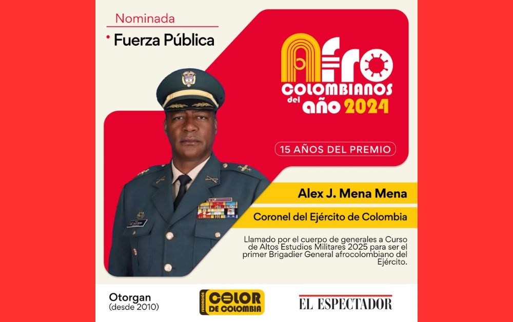 Coronel Alex Mena, de @Col_Ejercito, nominado en Afrocolombianos del Año 2024, de @elespectador y Fundación @ColordeColombia