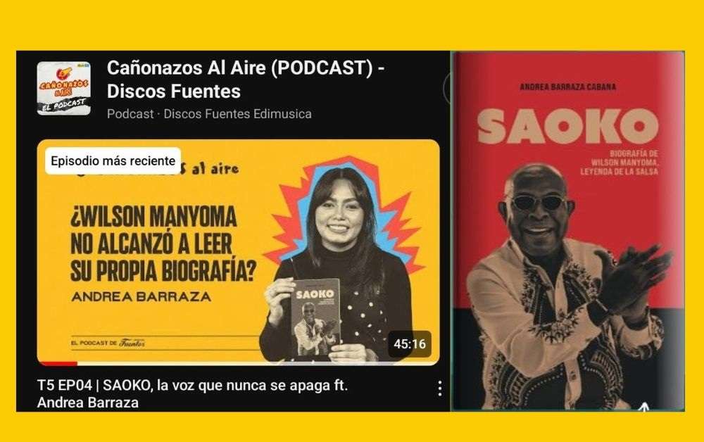 Podcast de @DiscosFuentes sobre biografía de Wilson “Saoko” Manyoma, que se lanzará en @FILBogota